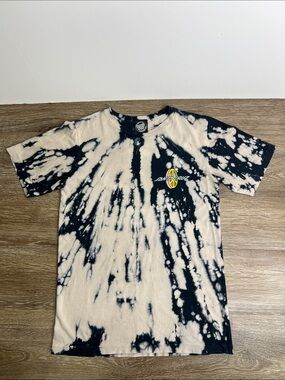 Santa Cruz Tie Dye Graphic T-Shirt Adult Small Black Cream Bleach Dye Skate Tee